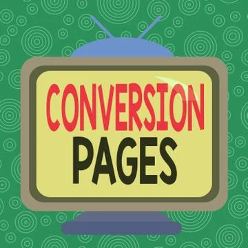 Conceptual hand writing showing Conversion Pages. Business photo showcasing Stock Illustration