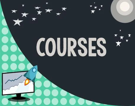Conceptual hand writing showing Courses. Business photo showcasing Route Illustrazione stock