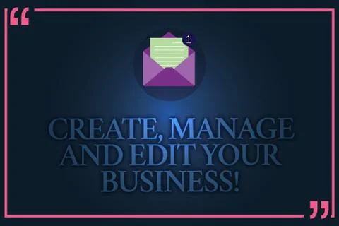 Conceptual hand writing showing Create Manage And Edit Your Business. Business Illustrazione stock