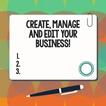 Conceptual hand writing showing Create Manage And Edit Your Business. Business Illustrazione stock