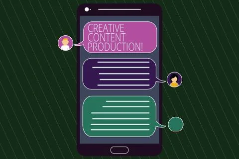 Conceptual hand writing showing Creative Content Production. Business photo text Ilustración de archivo