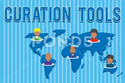 Conceptual hand writing showing Curation Tools. Business photo text Software Stock Illustration