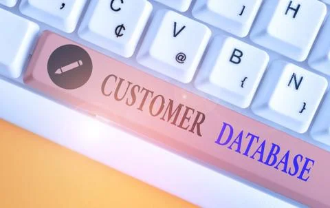 Conceptual hand writing showing Customer Database. Business photo text uptodate Stock Photos