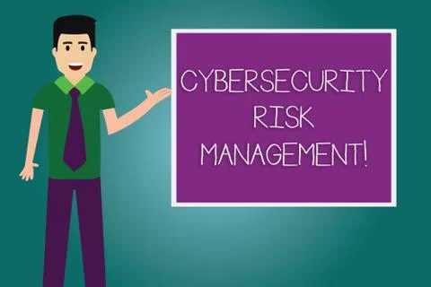 Conceptual hand writing showing Cybersecurity Risk Management. Business photo Stock Illustration