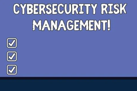 Conceptual hand writing showing Cybersecurity Risk Management. Business photo Illustrazione stock