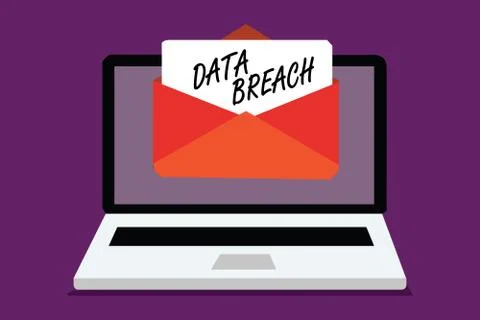 Conceptual hand writing showing Data Breach. Business photo text security Stockillustratie