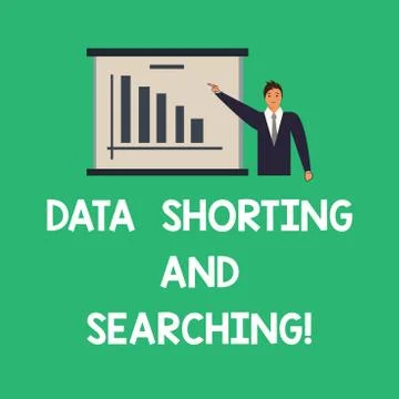 Conceptual hand writing showing Data Shorting And Searching. Business photo text Illustrazione stock