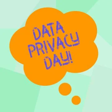 Conceptual hand writing showing Data Privacy Day. Business photo text date in Ilustração Stock