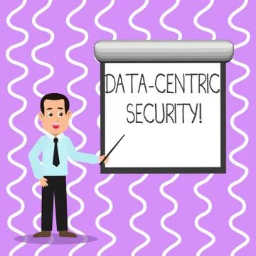 Conceptual hand writing showing Data Centric Security. Business photo text Stock Illustration