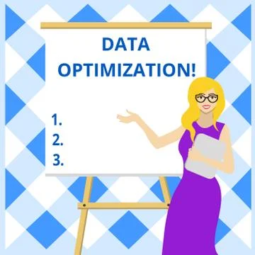 Conceptual hand writing showing Data Optimization. Business photo showcasing Illustrazione stock