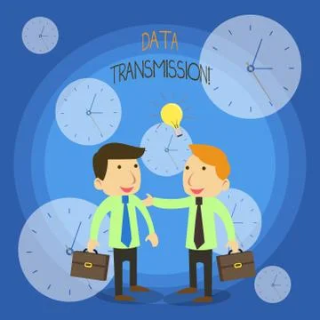 Conceptual hand writing showing Data Transmission. Business photo text sending Illustrazione stock