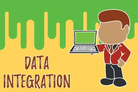 Conceptual hand writing showing Data Integration. Business photo showcasing Stock Illustration