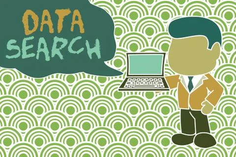 Conceptual hand writing showing Data Search. Business photo showcasing gathers Stock Illustration