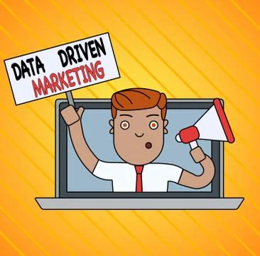 Conceptual hand writing showing Data Driven Marketing. Business photo showcasing Stock Illustration
