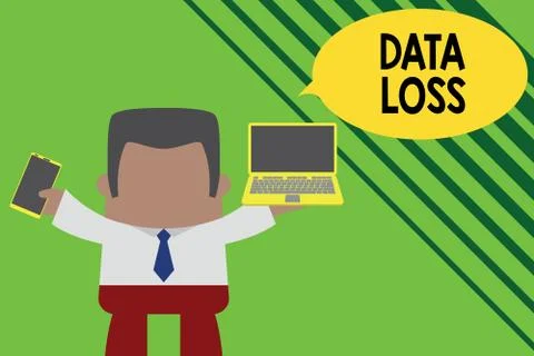 Conceptual hand writing showing Data Loss. Business photo showcasing process or Illustrazione stock