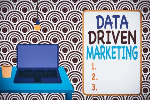 Conceptual hand writing showing Data Driven Marketing. Business photo showcasing Stock Illustration