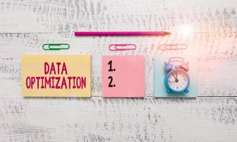 Conceptual hand writing showing Data Optimization. Business photo text process Stock Photos