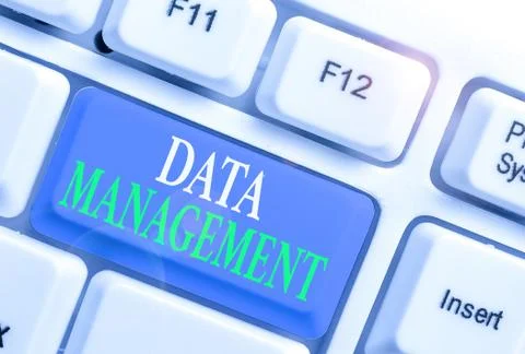 Conceptual hand writing showing Data Management. Business photo showcasing Foto stock