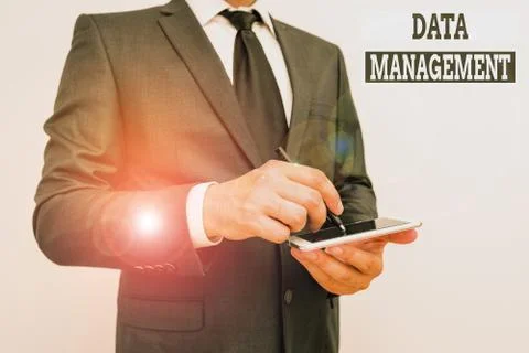 Conceptual hand writing showing Data Management. Business photo text disciplines Foto stock
