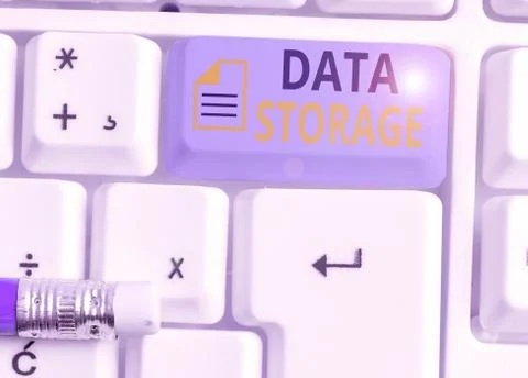 Conceptual hand writing showing Data Storage. Business photo showcasing the act 스톡 사진