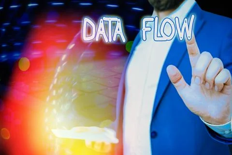 Conceptual hand writing showing Data Flow. Business photo showcasing the 写真素材