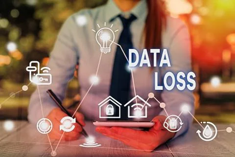 Conceptual hand writing showing Data Loss. Business photo showcasing process or Stock Photos
