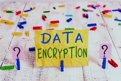 Conceptual hand writing showing Data Encryption. Business photo text Conversion Stock Photos