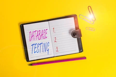 Conceptual hand writing showing Database Testing. Business photo text involves 스톡 사진