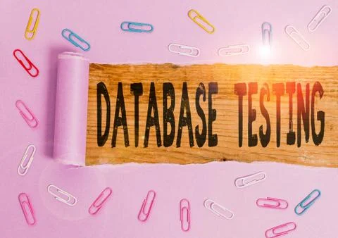 Conceptual hand writing showing Database Testing. Business photo showcasing Stock Photos