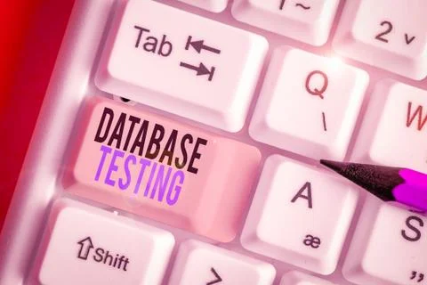Conceptual hand writing showing Database Testing. Business photo text involves Stockfoto's