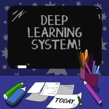 Conceptual hand writing showing Deep Learning System. Business photo text Illustrazione stock