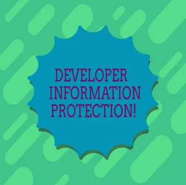 Conceptual hand writing showing Developer Information Protection. Business photo 스톡 일러스트