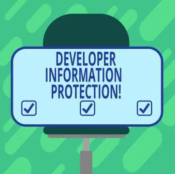 Conceptual hand writing showing Developer Information Protection. Business photo Stockillustratie