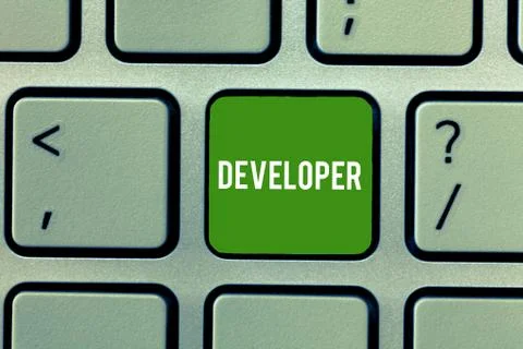 Conceptual hand writing showing Developer. Business photo showcasing 스톡 사진