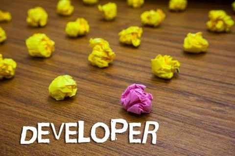 Conceptual hand writing showing Developer. Business photo showcasing 스톡 사진