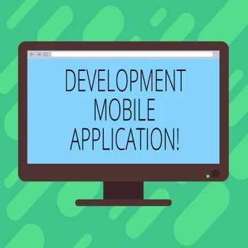 Conceptual hand writing showing Development Mobile Application. Business photo Stock Illustration