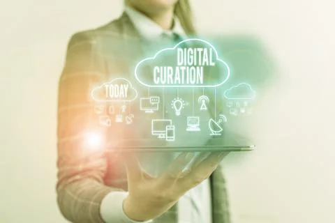 Conceptual hand writing showing Digital Curation. Business photo showcasing Stock Photos