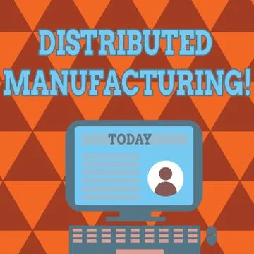 Conceptual hand writing showing Distributed Manufacturing. Business photo tex Stockillustratie