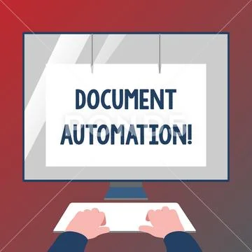 Conceptual hand writing showing Document Automation. Business photo showcasing Stock Illustration