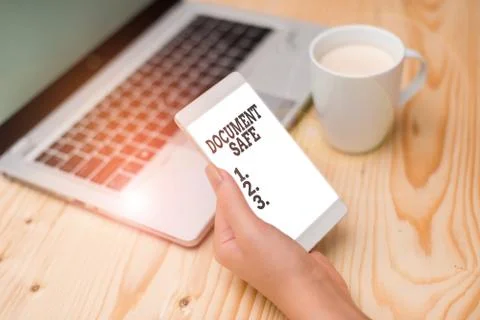 Conceptual hand writing showing Document Safe. Business photo text keep your 스톡 사진