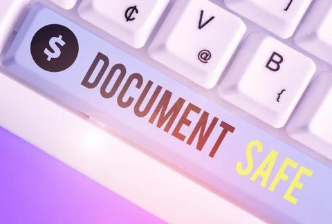Conceptual hand writing showing Document Safe. Business photo text keep your 스톡 사진