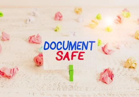 Conceptual hand writing showing Document Safe. Business photo text keep your 스톡 사진