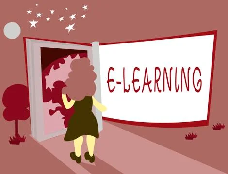 Conceptual hand writing showing E Learning. Business photo showcasing Lessons Illustrazione stock