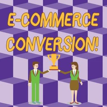 Conceptual hand writing showing E Commerce Conversion. Business photo showcasing Illustrazione stock