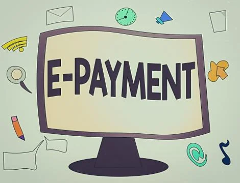 Conceptual hand writing showing E payment. Business photo showcasing simply Illustrazione stock