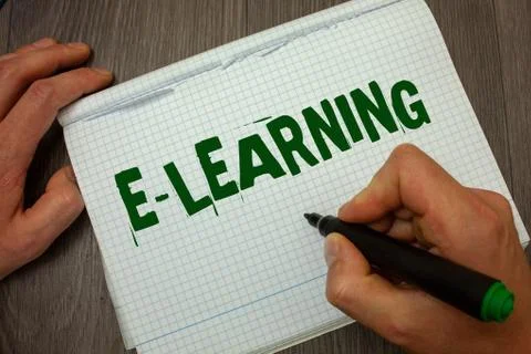 Conceptual hand writing showing E-Learning. Business photo text Education by  Fotos de archivo