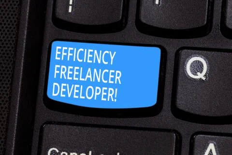 Conceptual hand writing showing Efficiency Freelancer Developer. Business photo Stock Photos