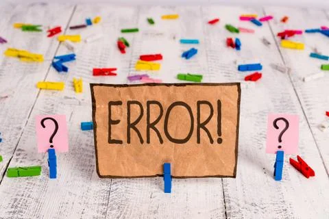 Conceptual hand writing showing Error. Business photo text state or condition of Foto stock