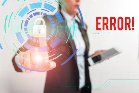 Conceptual hand writing showing Error. Business photo text state or condition of Foto stock