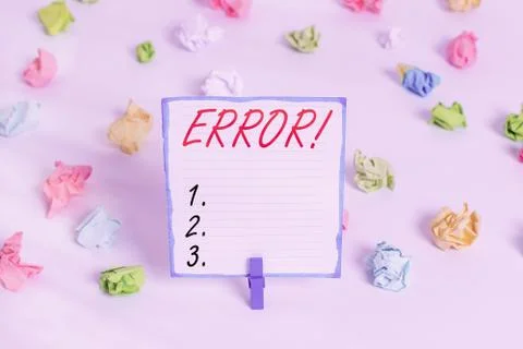 Conceptual hand writing showing Error. Business photo text state or condition of 스톡 사진